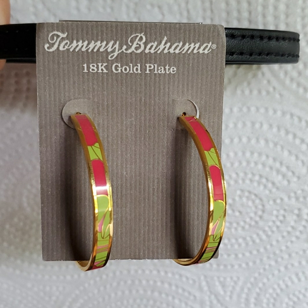 NWT Tommy Bahama Hibiscus Hoop Earrings